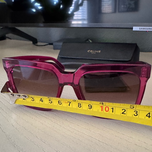 NEW🚨Celine Bold 3 Dots 55MM Oversized Square Sunglasses Shiny Violet/Gradient - Picture 15 of 16